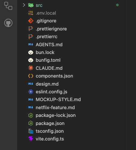 The Netflix feature project open in the editor while building screens with Claude Code
