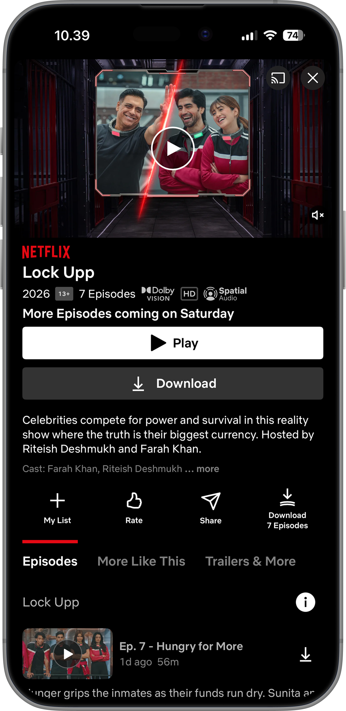 A Netflix title page today, with no objective rating
